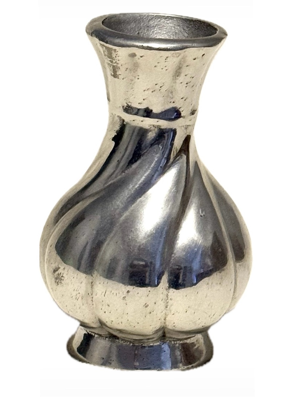 Vintage Modernist 7" Sculptural Silver Metal Twist Bud Vase
